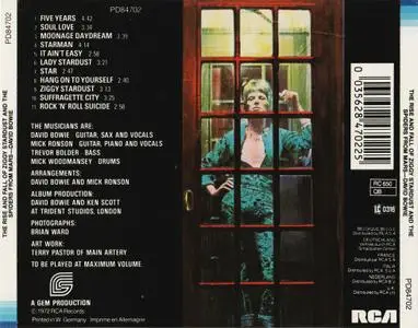 David Bowie - The Rise And Fall Of Ziggy Stardust And The Spiders From Mars (1972) {1984, Germany 1st Press}