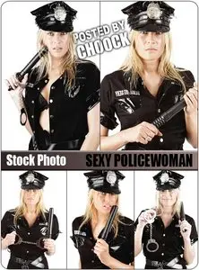 Sexy policewoman - Stock Photo