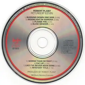 Robert Plant - Pictures at Eleven (1982) [CD 8512, Canada Original Press]