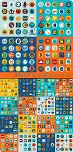 Stylish icons in flat vector set 35