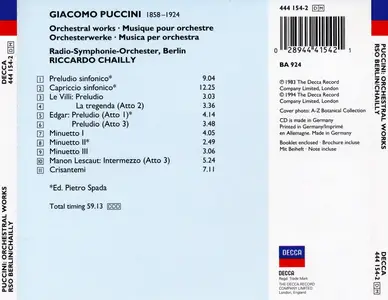 Riccardo Chailly, Radio Symphonie Orchester Berlin - Giacomo Puccini: Crisantemi, Preludio Sinfonico, Orchestral Works (1994)