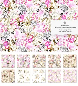 EE - Blossom Watercolor Patterns Set BF6DP8J