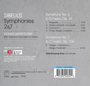 BBC National Orchestra of Wales, Thomas Sondergard - Jean Sibelius: Symphonies 2 & 7 (2015)