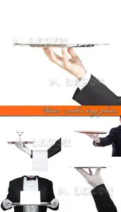 Waiter with a tray photos