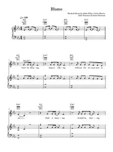 Blame (feat. John Newman) - Calvin Harris, John Newman (Piano-Vocal-Guitar (Piano Accompaniment))