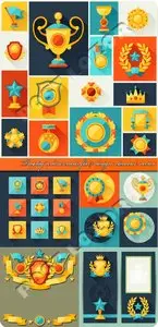 Trophy and awards flat design element vector