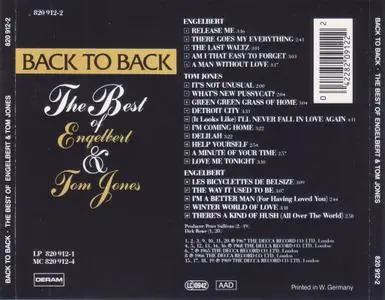 Engelbert And Tom Jones - Back To Back: The Best Of Engelbert & Tom Jones (1994)