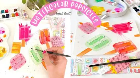 Beginners Watercolor Popsicles - Easy without Sketching