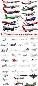 Vectors - Different 3D Airplanes Set