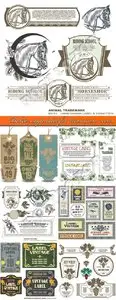 Border style label for decoration vector 