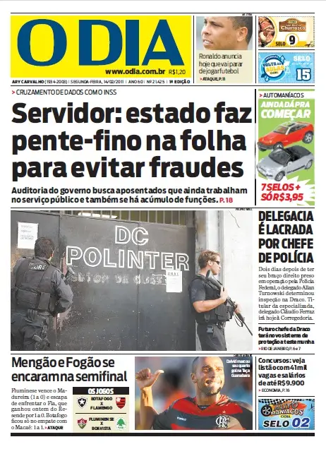 Jornal O Dia em PDF, Segunda, 14 de Fevereiro de 2011