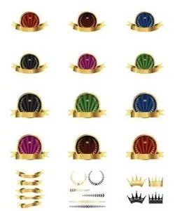 Round Golden Labels Vector by DragonArt