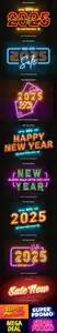 New Year 2025 Sales Text Effects for Photoshop & Illustrator