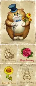Stock Photo - Happy Birthday Grunge Cards