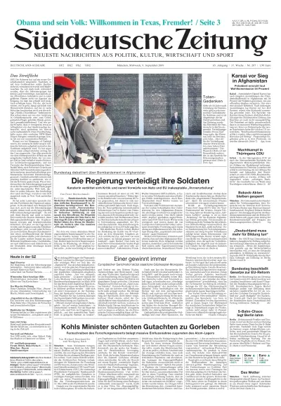 Sueddeutsche Zeitung vom 09.09.2009