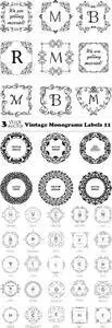 Vectors - Vintage Monograms Labels 11