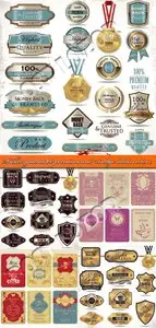 Stickers guarantee premium and vintage labels vector 3