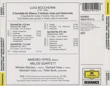 Boccherini - Yepes, Melos Quartett - 3 Gitarren-Quintette (1971, 1990's remastering)