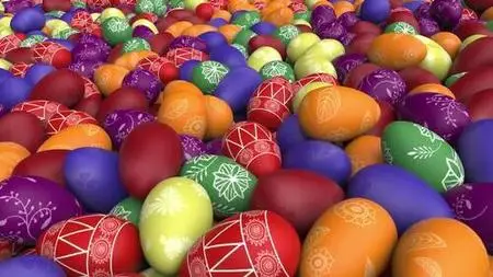 3D Colored Easter Eggs Background Loop 1575459