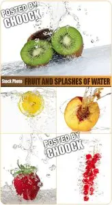 Fruit and splashes of water - Stock Photo