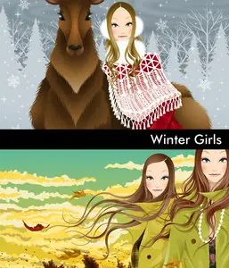 Vector Winter Girls