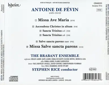 Stephen Rice, The Brabant Ensemble - Antoine de Févin: Missa Ave Maria & Missa Salve sancta parens (2018)