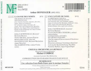 Michel Corboz, Orchestre Gulbenkian - Arthur Honegger: Une Cantate de Noël, La Danse des morts (1990)