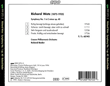 Roland Bader, Cracow Philharmonic Orchestra - Richard Wetz: Symphony No. 1 (1995)