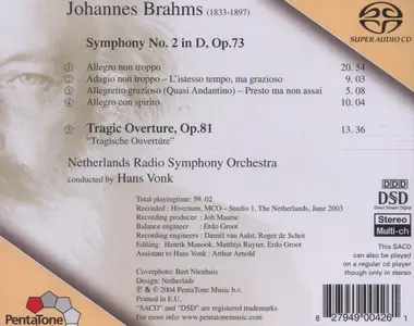 Hans Vonk, Netherlands Radio Symphony Orchestra - Johannes Brahms: Symphony No. 2, Tragic Overture (2004)