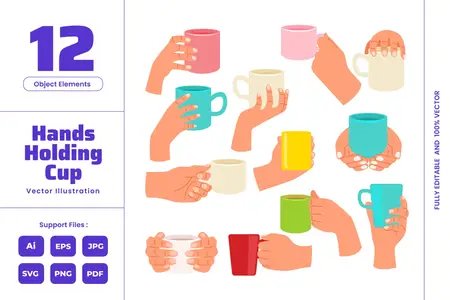 EE - Human Hands Holding Mug Gesture Collection XJL3RSM