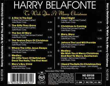 Harry Belafonte - To Wish You A Merry Christmas (1958) Reissue 1989