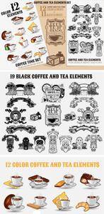 Vectors - Coffee And Tea Elements Set