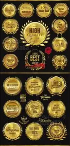 Golden Medals with Laurel Wreath Vector