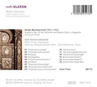 Risto Joost & MDR Rundfunkchor - Rachmaninov: All-Night Vigil (2017)