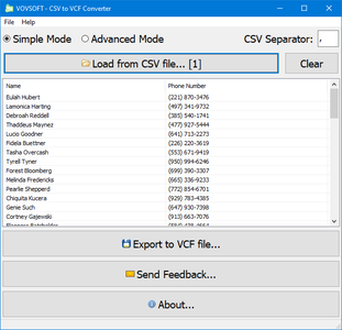 VovSoft CSV to VCF Converter 1.5