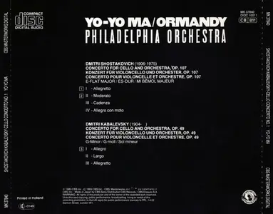 Yo-Yo Ma, Eugene Ormandy, Philadelphia Orchestra - Shostakovich, Kabalevsky: Cello Concertos Nos. 1 (1983)