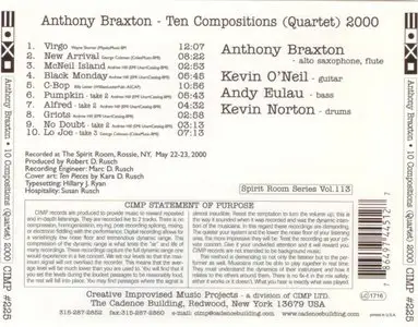 Anthony Braxton - Ten Compositions (Quartet) 2000