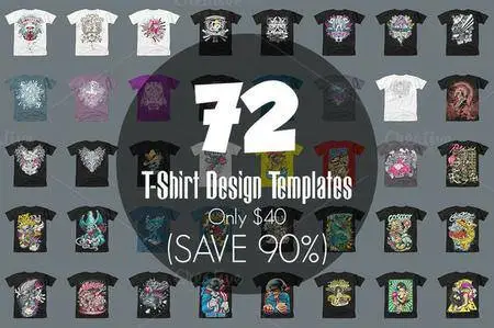CreativeMarket - 72 T-Shirt Design Templates