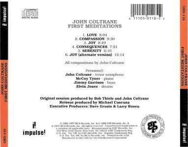 John Coltrane - First Meditations (for quartet) (1977) {1992 Impulse} **[RE-UP]**