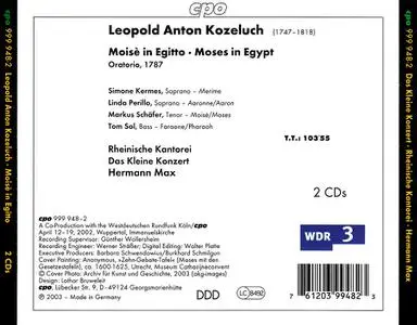 Hermann Max, Rheinische Kantorei, Das Kleine Konzert - Leopold Anton Koželuch: Moisè in Egitto (2003)