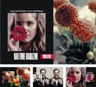 Halftone Magazine Square And Poster Photo Effect - R3U7Q5F