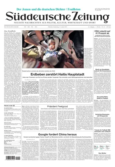 Sueddeutsche Zeitung vom 14.01.2010