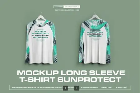 EE - 2 Mockups Long Sleeve T-Shirt SunProtect on Hanger P4YB4XQ