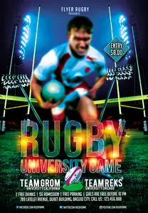 Flyer Template PSD - Rugby Game