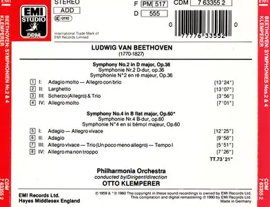 Ludwig Van Beethoven - Symphonies Nos. 2 & 4 (1990)  Philarmonia Orchestra, conducted by Otto Klemperer