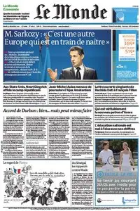 Le Monde et Supplément Économie du Mardi 13 Décembre 2011