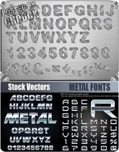 Metal fonts - Stock Vector