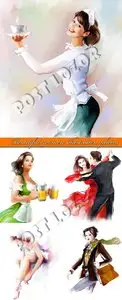 Beautiful women Watercolor illustration photos
