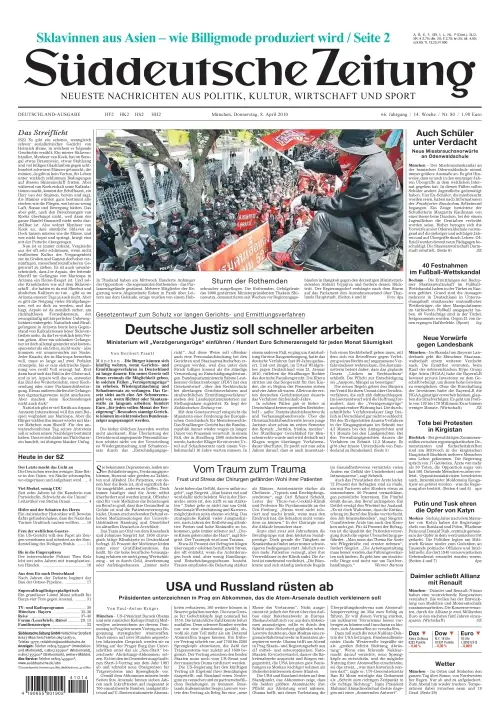 Sueddeutsche Zeitung vom 08.04.2010