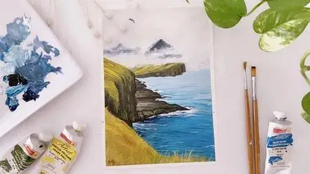 Captivating Cliff Seascape: Mastering Acrylics For Beginners